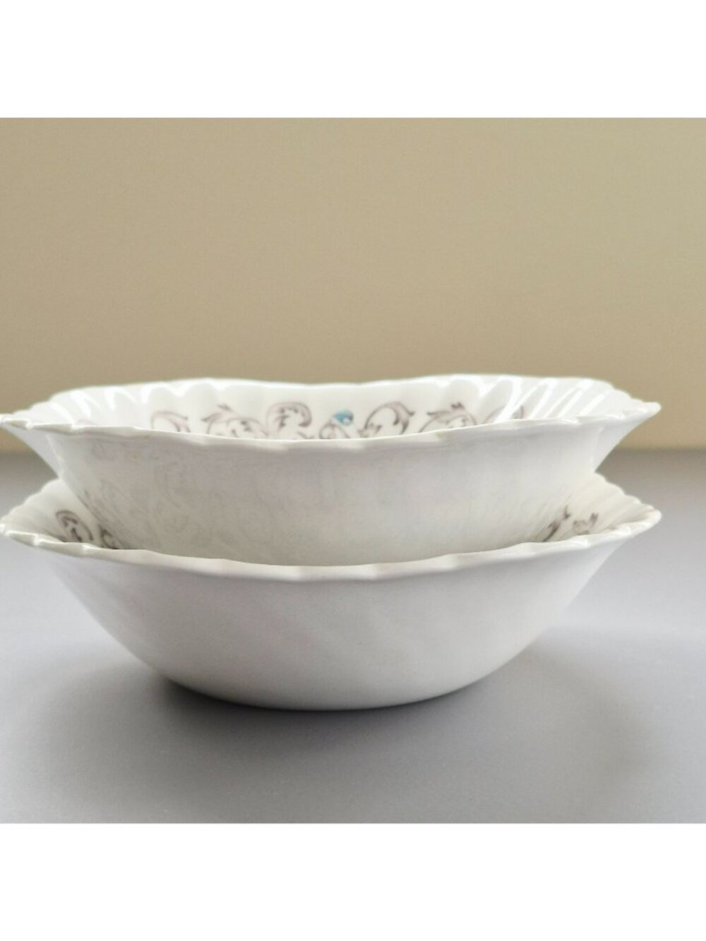 Vintage Johnson Bros Encore Square Cereal Bowl Set of 2, Blue Leaves Light Brown - Picture 3 of 9